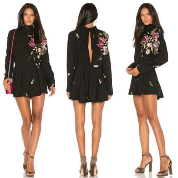 NWT Free People Gemma Tie Neck Open Back Mini Tunic Size Medium - Picture 1 of 13